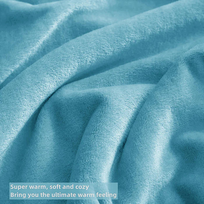 flannel moonlight sky blue plush blanket closeup view