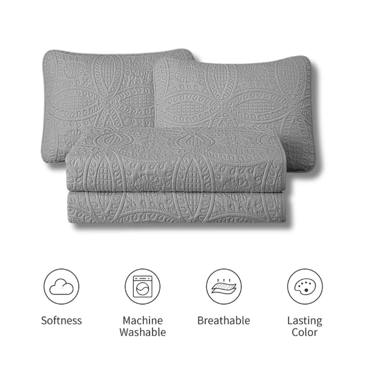 Gray textured blanket with folded design on a white background