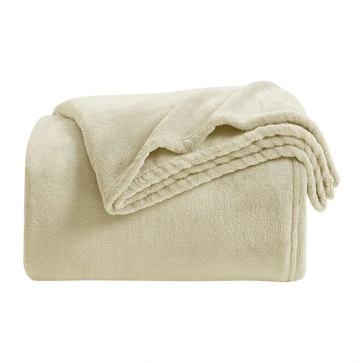 off white plush throw microfiber blanket   with white background