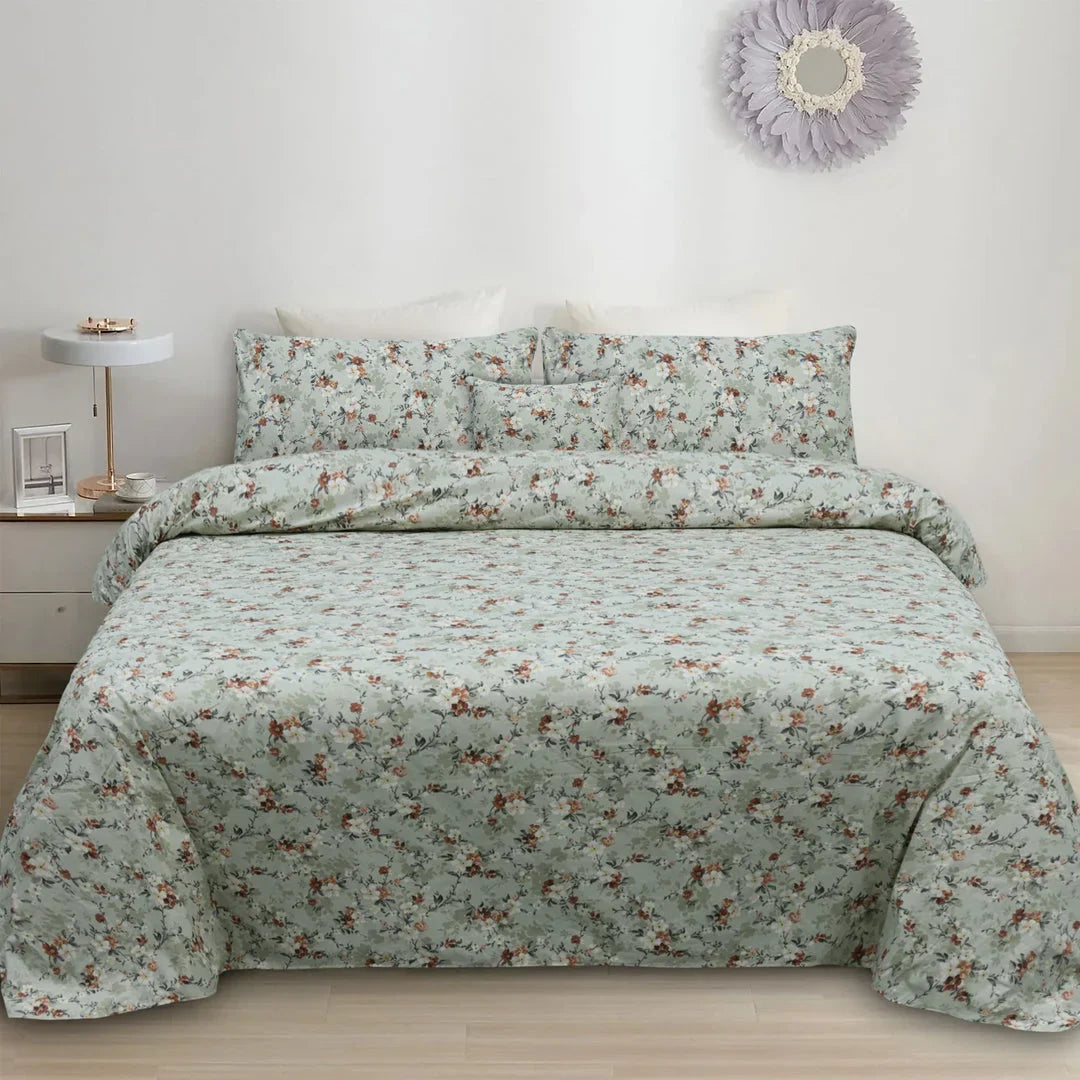 Vintage Greenery Cotton Bedsheet Set | Soft & Breathable – velora living pk